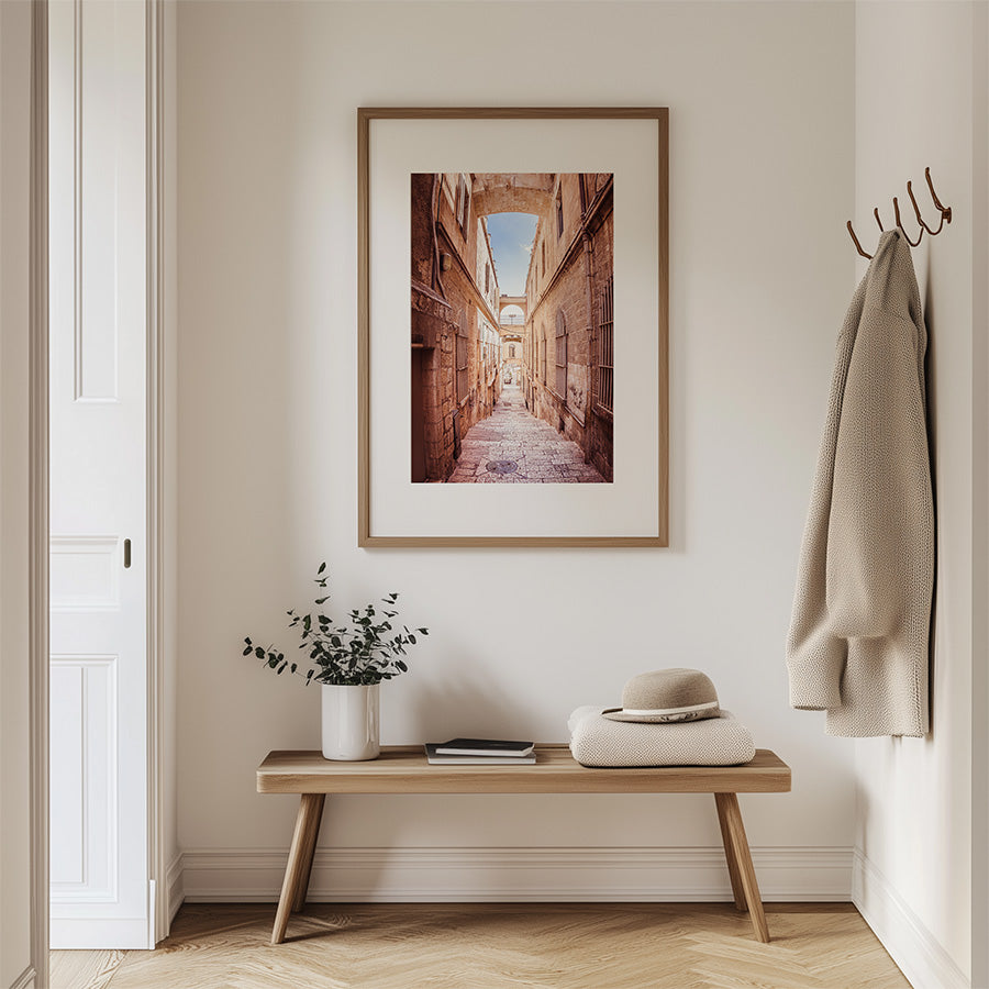 Jerusalem wall art, Old City poster, Israel fine art print, historic alleyway photography, Jerusalem photography print, Middle East architecture print, travel wall decor, timeless art print, Jerusalem photo poster, fine art photography, Israel travel memory