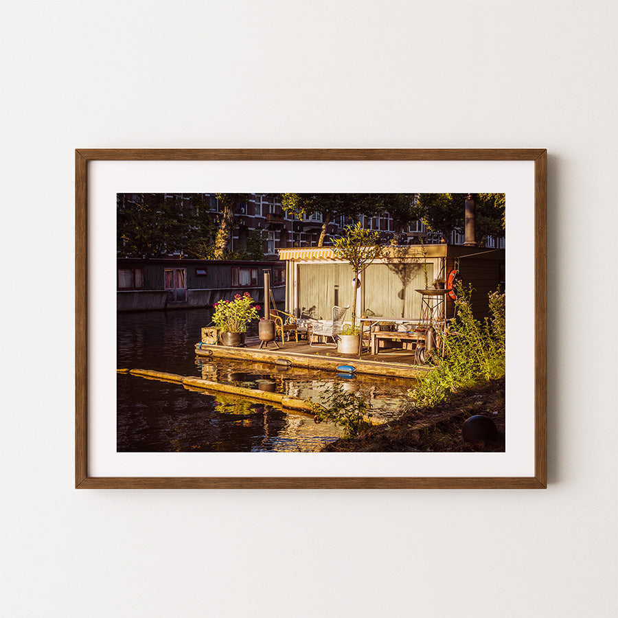 Amsterdam wall art, Amsterdam houseboat print, Netherlands poster, Amsterdam canal print, Dutch wall decor, fine art Amsterdam print, canal houseboat poster, travel photography print