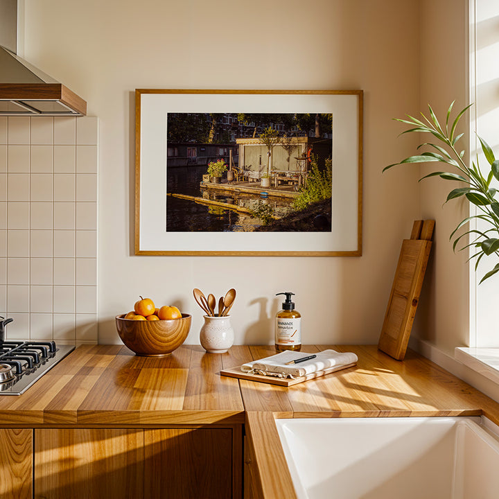 Amsterdam wall art, Amsterdam houseboat print, Netherlands poster, Amsterdam canal print, Dutch wall decor, fine art Amsterdam print, canal houseboat poster, travel photography print