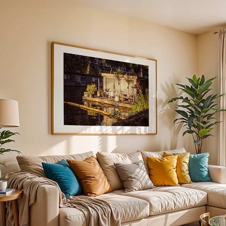 Amsterdam wall art, Amsterdam houseboat print, Netherlands poster, Amsterdam canal print, Dutch wall decor, fine art Amsterdam print, canal houseboat poster, travel photography print