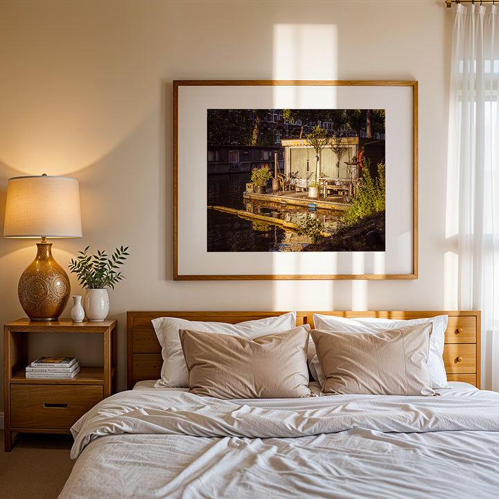 Amsterdam wall art, Amsterdam houseboat print, Netherlands poster, Amsterdam canal print, Dutch wall decor, fine art Amsterdam print, canal houseboat poster, travel photography print
