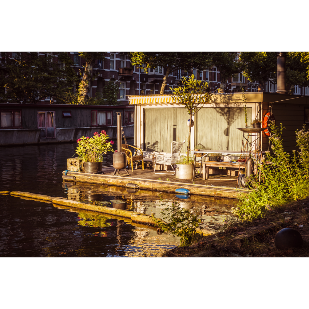 Amsterdam wall art, Amsterdam houseboat print, Netherlands poster, Amsterdam canal print, Dutch wall decor, fine art Amsterdam print, canal houseboat poster, travel photography print