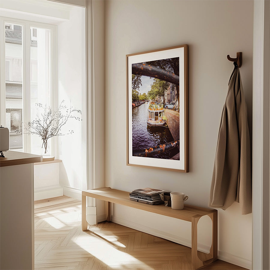 Amsterdam wall art, houseboat print, Prinsengracht poster, Amsterdam fine art, canal photography, Amsterdam print, houseboat wall art, Amsterdam poster, serene Amsterdam art