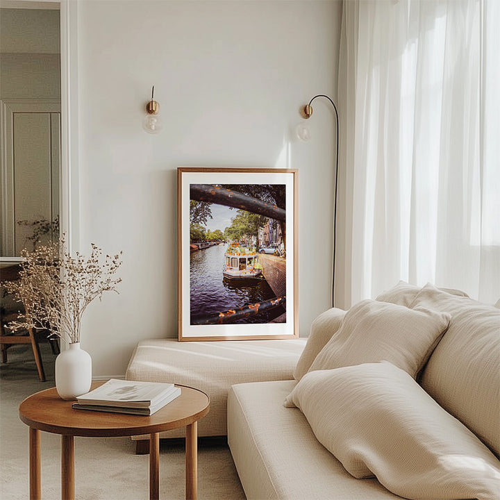 Amsterdam wall art, houseboat print, Prinsengracht poster, Amsterdam fine art, canal photography, Amsterdam print, houseboat wall art, Amsterdam poster, serene Amsterdam art