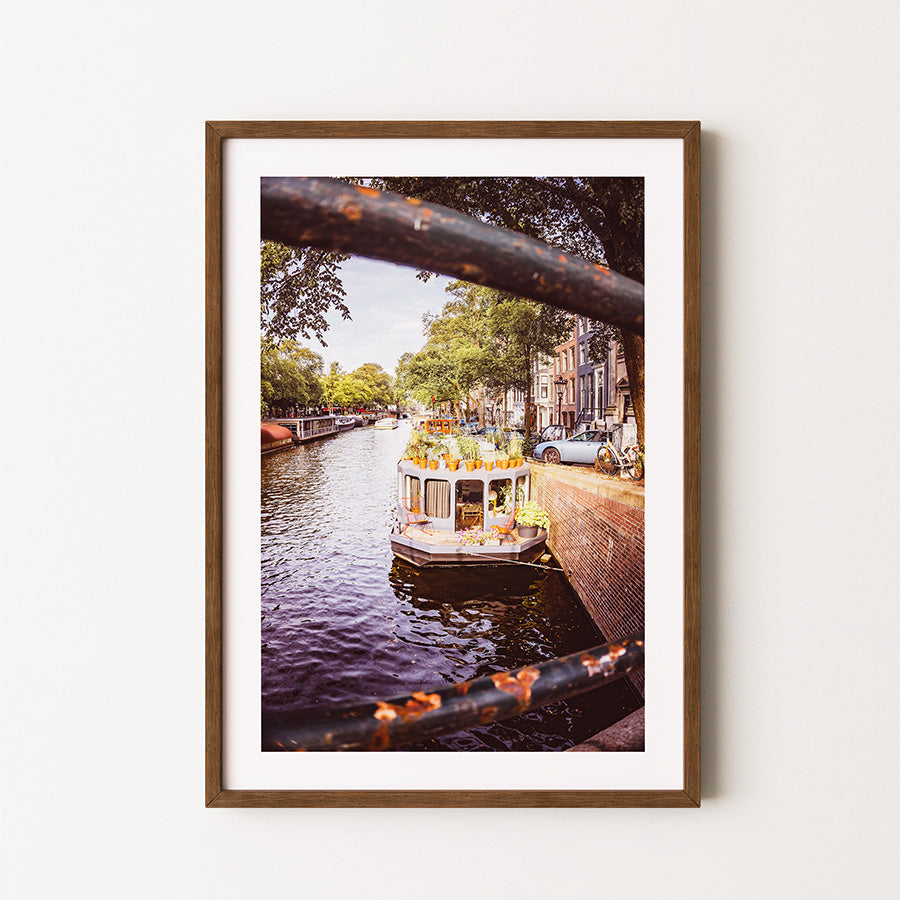 Amsterdam wall art, houseboat print, Prinsengracht poster, Amsterdam fine art, canal photography, Amsterdam print, houseboat wall art, Amsterdam poster, serene Amsterdam art