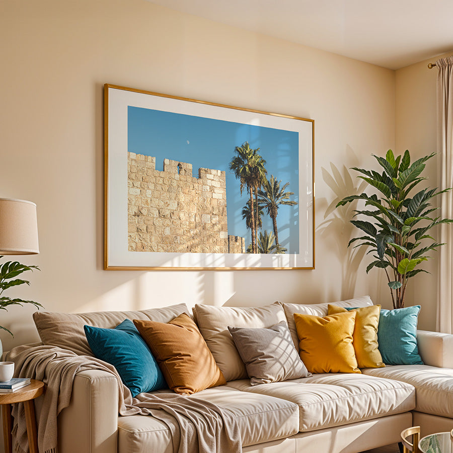 Jerusalem wall art, Jerusalem Old City wall art, Jerusalem print, Jerusalem poster, Israel photography, Israel wall art, Jerusalem photography, Jerusalem Old City photography, Old City Jerusalem, Jerusalem city walls, Jerusalem architecture, Holy Land wall art, Holy Land photography, Israel poster, palm tree wall art