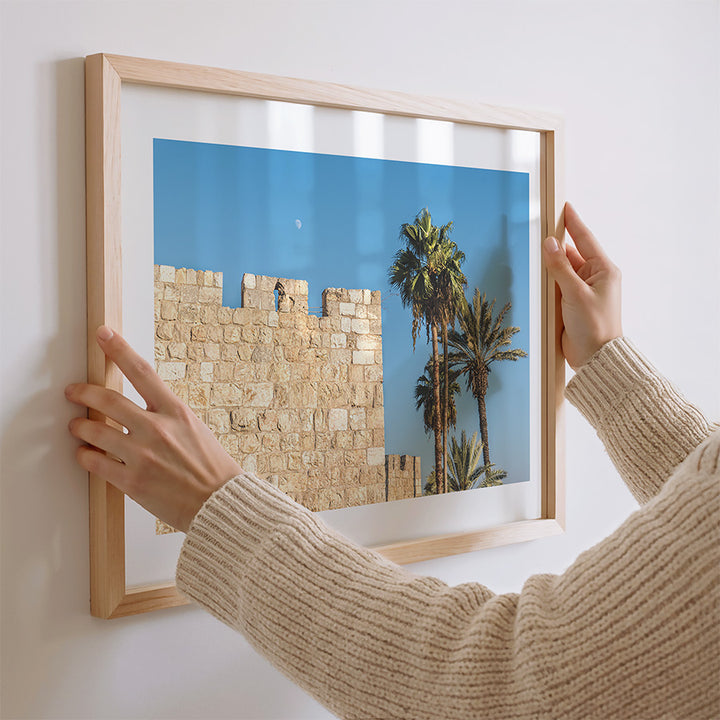 Jerusalem wall art, Jerusalem Old City wall art, Jerusalem print, Jerusalem poster, Israel photography, Israel wall art, Jerusalem photography, Jerusalem Old City photography, Old City Jerusalem, Jerusalem city walls, Jerusalem architecture, Holy Land wall art, Holy Land photography, Israel poster, palm tree wall art