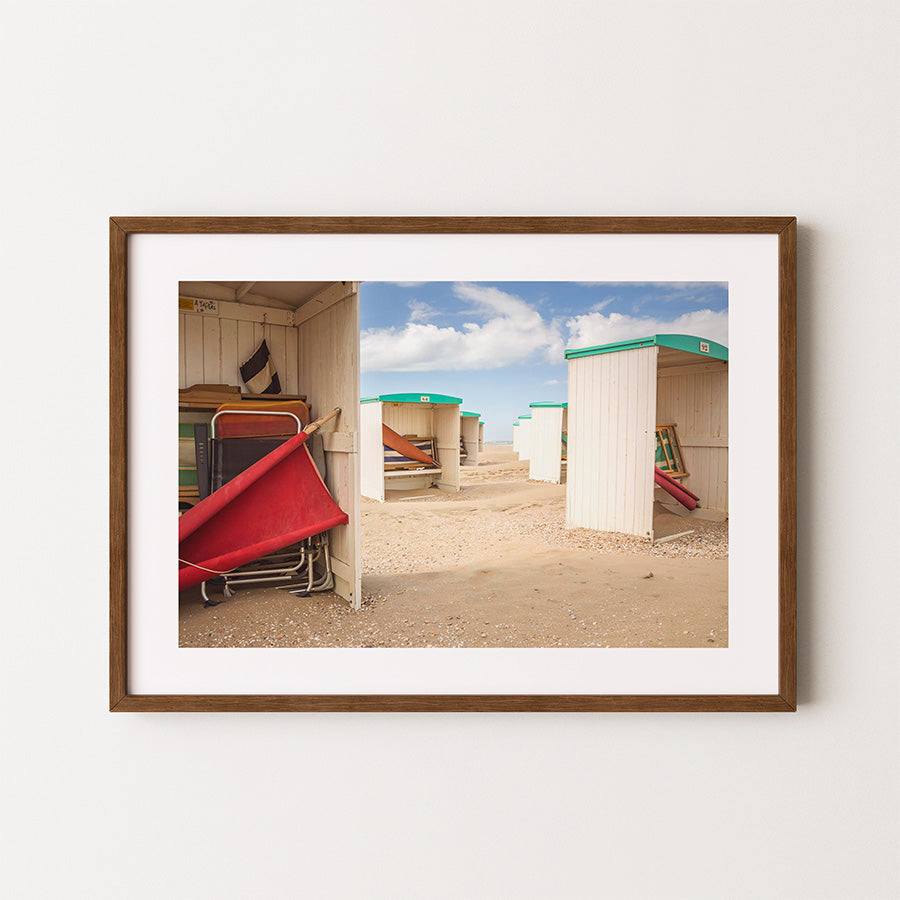 Netherlands beach wall art, Katwijk aan Zee wall art, Dutch coast print, summer beach print, coastal fine art, beach photography poster, seascape print Netherlands, Netherlands coastal photography, fine art beach scene, Dutch seaside wall decor, beach hut photography, Dutch beach cabins, minimalist coastal print