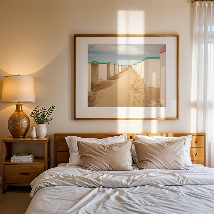 Netherlands beach wall art, Katwijk aan Zee wall art, Dutch coast print, sand dune photo print, summer beach photography, coastal fine art print, beach huts Netherlands, Dutch beach wall decor, seascape poster Netherlands, minimal beach wall art, fine art beach print