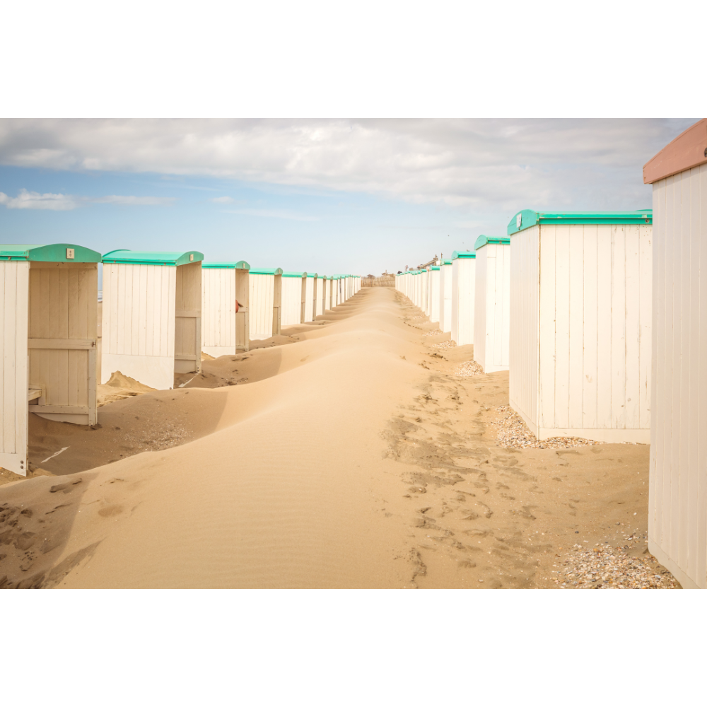 Netherlands beach wall art, Katwijk aan Zee wall art, Dutch coast print, sand dune photo print, summer beach photography, coastal fine art print, beach huts Netherlands, Dutch beach wall decor, seascape poster Netherlands, minimal beach wall art, fine art beach print