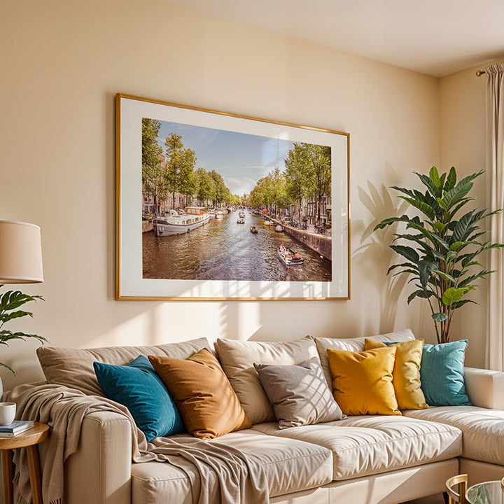 Keizersgracht in Summer, Amsterdam wall art, canal print, Amsterdam travel photography, fine art cityscape, Dutch canal poster, urban wall decor, European photo print, museum-quality wall art