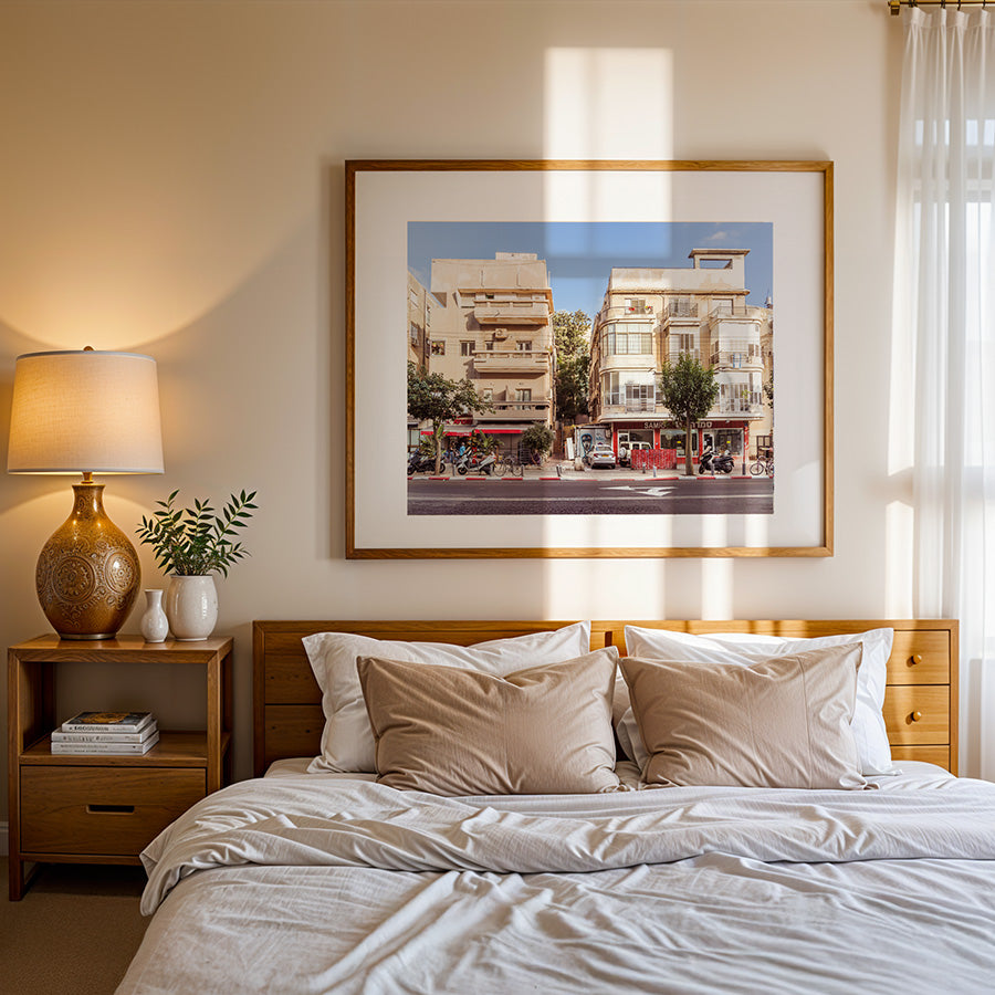 Tel Aviv wall art, Bauhaus architecture print, King George Street poster, Tel Aviv white city print, fine art photography Tel Aviv, architectural wall art, museum-quality art print, sustainable fine art print, exclusive photo print, modernist architecture art