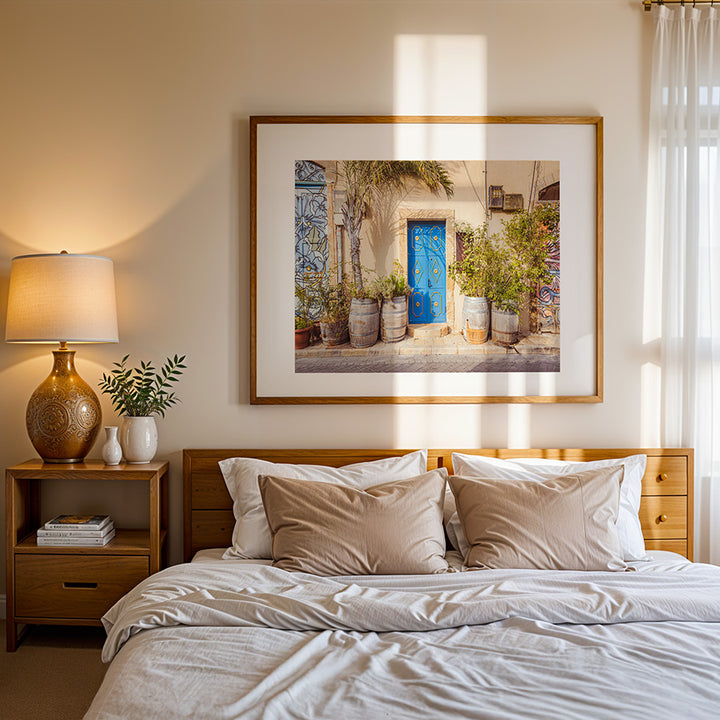 Tel Aviv wall art, Yaffo door print, Mediterranean blue door art, Israel fine art print, architectural photography Tel Aviv, Tel Aviv poster, Yaffo wall decor, blue door photography, museum-quality print Israel, sustainable art print