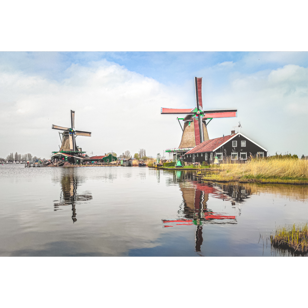 Set of 2 Amsterdam and Dutch Windmill Prints - Wall Art