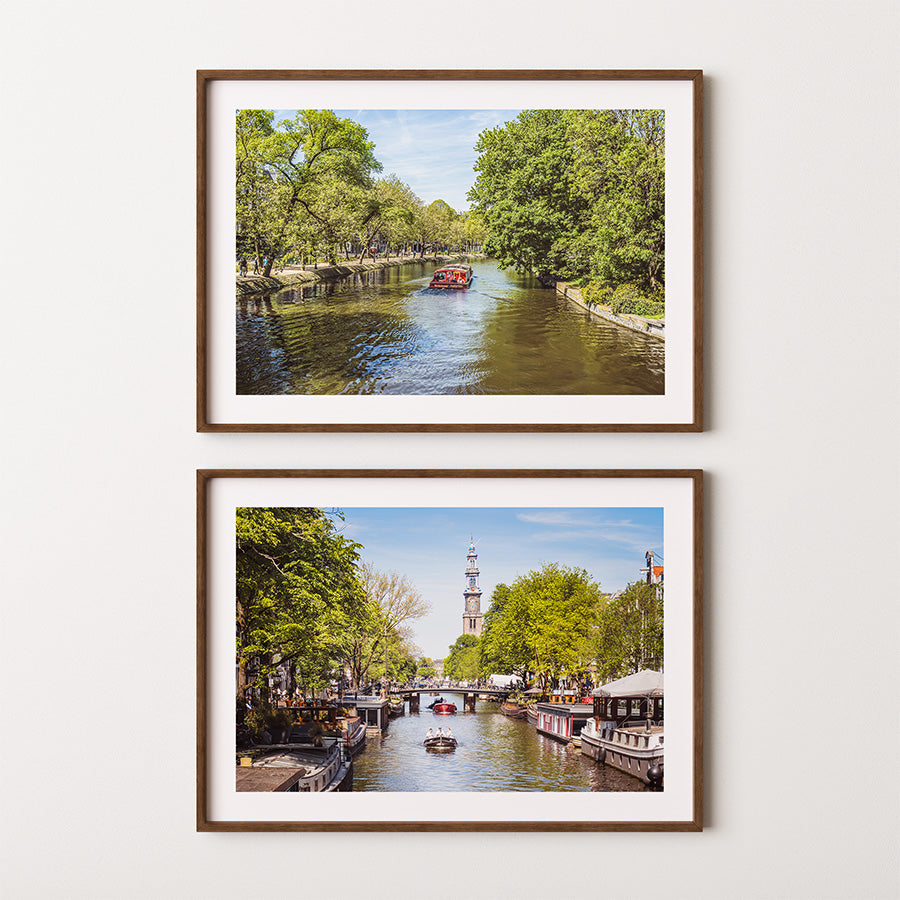 Amsterdam wall art, Amsterdam canal print, set of 2 prints, Amsterdam photography print, Westerkerk print, Prinsengracht canal, Amsterdam fine art print, Amsterdam poster, canal wall art, spring wall art, Netherlands print, European wall art, travel photography print, gallery wall art, Amsterdam decor
