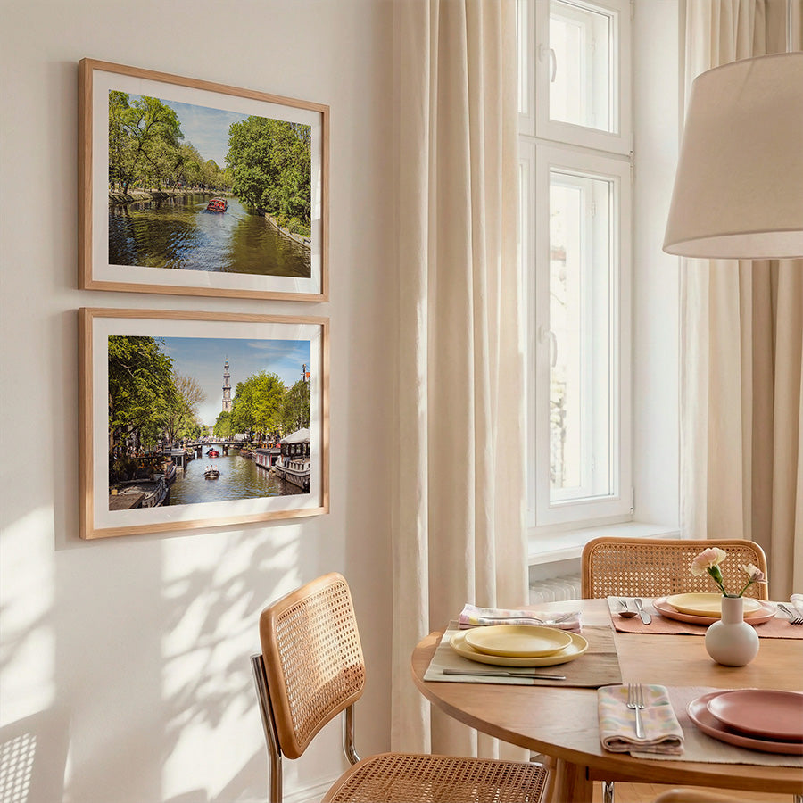 Amsterdam wall art, Amsterdam canal print, set of 2 prints, Amsterdam photography print, Westerkerk print, Prinsengracht canal, Amsterdam fine art print, Amsterdam poster, canal wall art, spring wall art, Netherlands print, European wall art, travel photography print, gallery wall art, Amsterdam decor