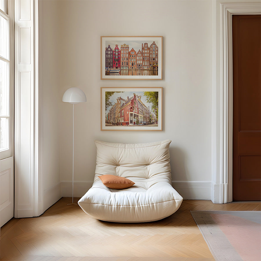 Set of 2 prints, Amsterdam wall art, Dutch canal print, Amsterdam poster set, Netherlands photography, fine art photography print, Amsterdam fine art, Amsterdam photography, Prinsengracht print, Damrak Amsterdam art, canal house wall art