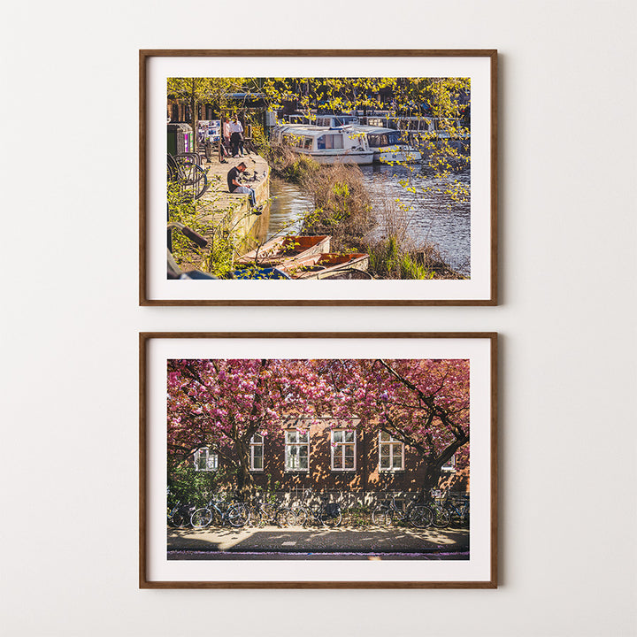 set of 2 Amsterdam wall art, Amsterdam cherry blossom print, Amsterdam canal print, Amsterdam spring wall art, Amsterdam fine art print set, Amsterdam photography print, Amsterdam poster set, spring wall art, Netherlands wall art, Dutch canal wall art