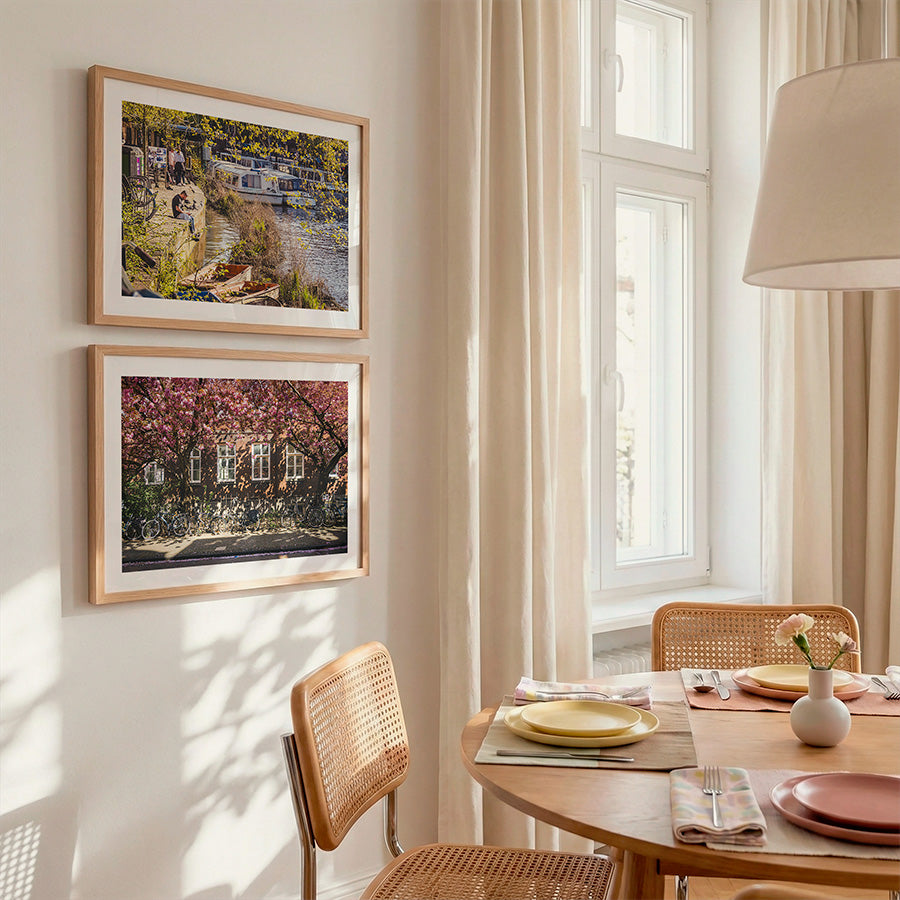 set of 2 Amsterdam wall art, Amsterdam cherry blossom print, Amsterdam canal print, Amsterdam spring wall art, Amsterdam fine art print set, Amsterdam photography print, Amsterdam poster set, spring wall art, Netherlands wall art, Dutch canal wall art
