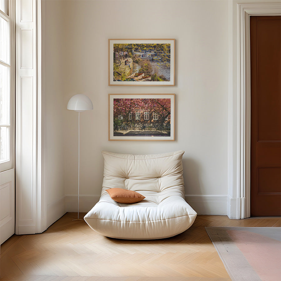 set of 2 Amsterdam wall art, Amsterdam cherry blossom print, Amsterdam canal print, Amsterdam spring wall art, Amsterdam fine art print set, Amsterdam photography print, Amsterdam poster set, spring wall art, Netherlands wall art, Dutch canal wall art