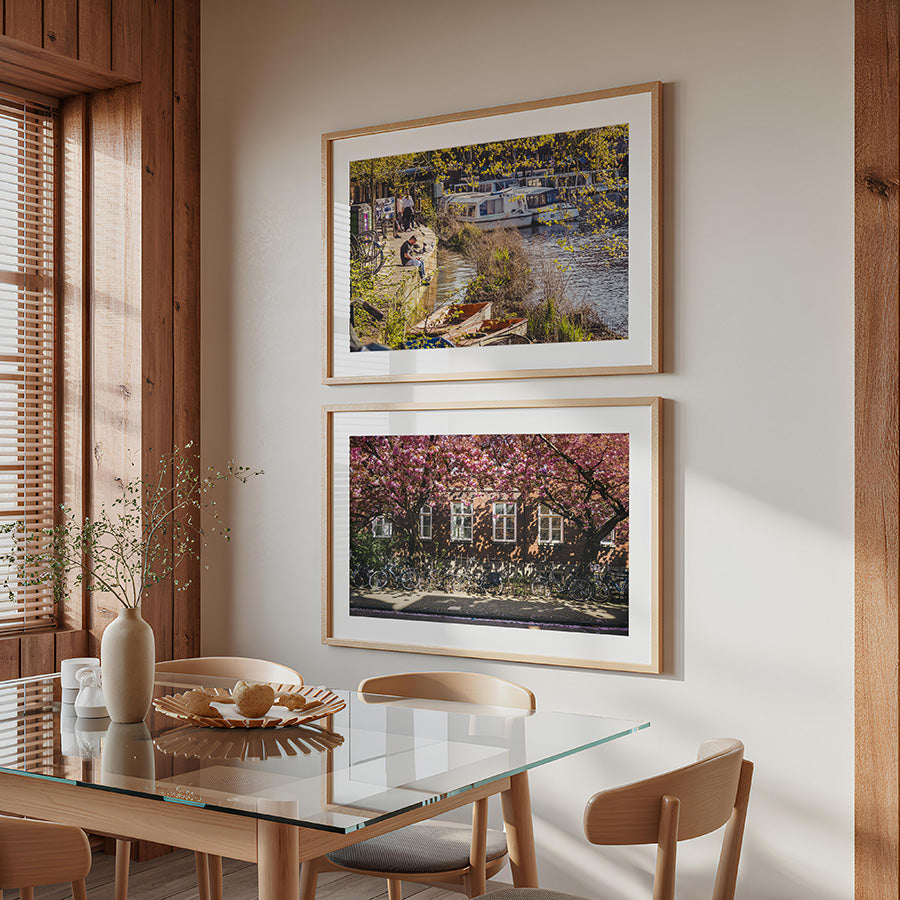 set of 2 Amsterdam wall art, Amsterdam cherry blossom print, Amsterdam canal print, Amsterdam spring wall art, Amsterdam fine art print set, Amsterdam photography print, Amsterdam poster set, spring wall art, Netherlands wall art, Dutch canal wall art
