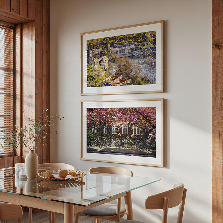 set of 2 Amsterdam wall art, Amsterdam cherry blossom print, Amsterdam canal print, Amsterdam spring wall art, Amsterdam fine art print set, Amsterdam photography print, Amsterdam poster set, spring wall art, Netherlands wall art, Dutch canal wall art