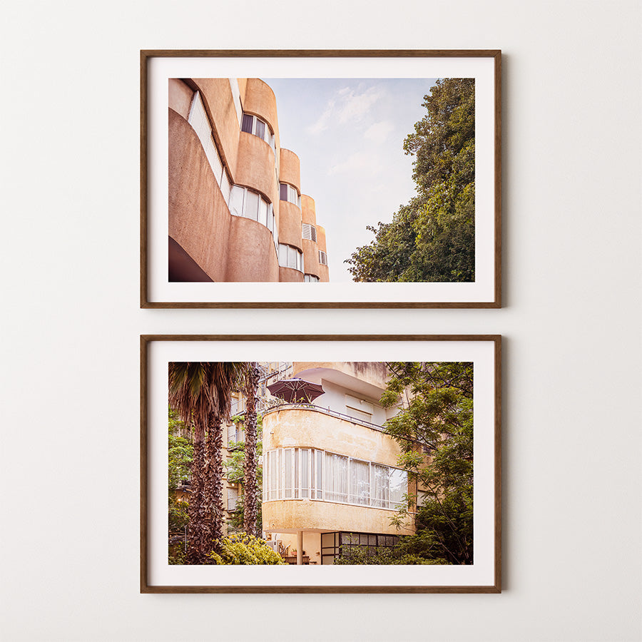 Bauhaus Tel Aviv print, Tel Aviv wall art, Bauhaus wall art, architecture wall art, Tel Aviv architecture print, White City print, King George Street print, modernist wall art, fine art print set, Israel poster, Tel Aviv poster, architectural photography print, set of 2 prints