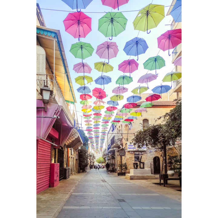 Set of 2, Jerusalem wall art, Israel poster, Jewish wall decor, Israeli flag art, Jerusalem photography, Old City Jerusalem print, Umbrella Street print, Holy Land wall art, Israel fine art print, Jewish gift idea