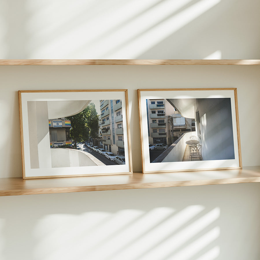 Tel Aviv Bauhaus wall art, Tel Aviv wall art set, set of 2 Tel Aviv prints, Bauhaus balcony print, Florentine Tel Aviv print, LGBTQ wall art, Israel flag wall art, Tel Aviv architecture print, White City wall art, Israeli poster, architectural photography print, fine art print set