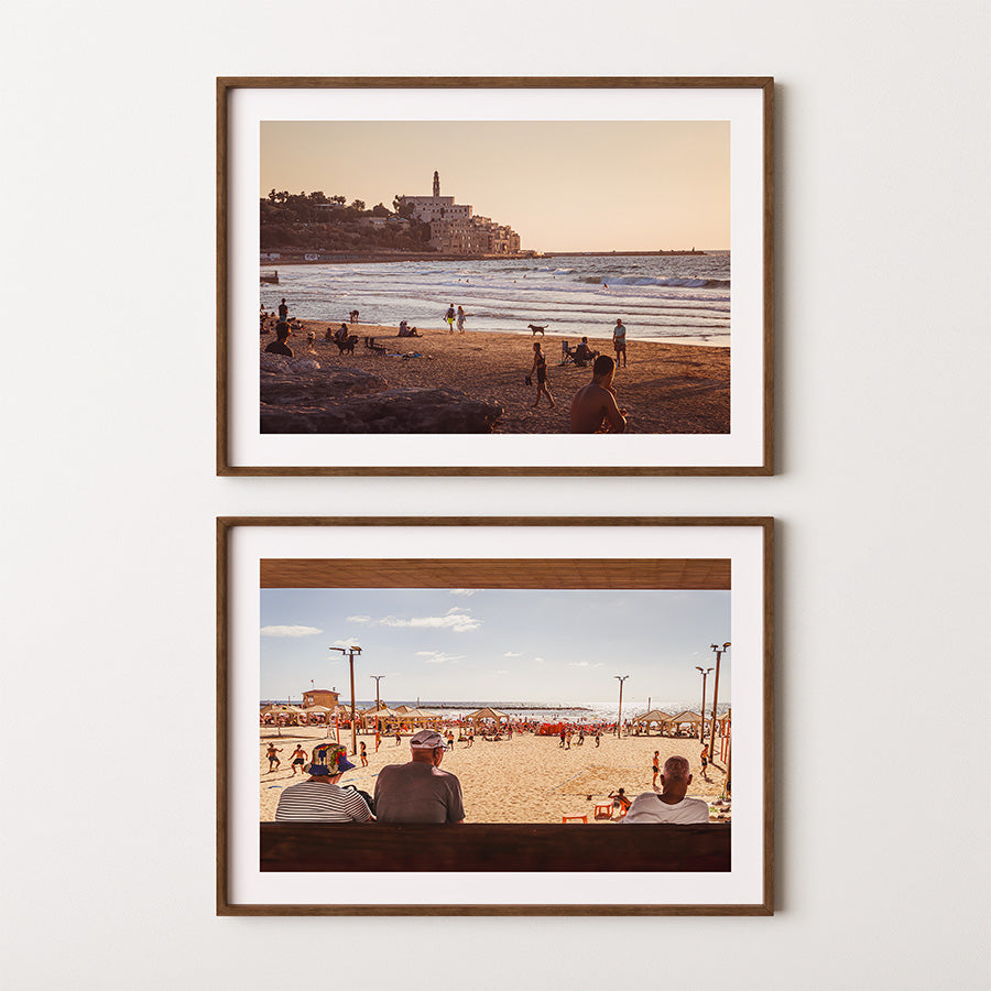 Set of 2, Tel Aviv wall art, Israel poster, Jaffa sunset print, Mediterranean photography, coastal wall art, Tel Aviv beach print, Tel Aviv poster set, fine art print set, Yafo beach print, coastal decor, beach photography, Israel photography, Mediterranean wall decor, Tel Aviv travel print, Mediterranean fine art