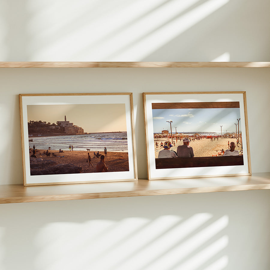 Set of 2, Tel Aviv wall art, Israel poster, Jaffa sunset print, Mediterranean photography, coastal wall art, Tel Aviv beach print, Tel Aviv poster set, fine art print set, Yafo beach print, coastal decor, beach photography, Israel photography, Mediterranean wall decor, Tel Aviv travel print, Mediterranean fine art
