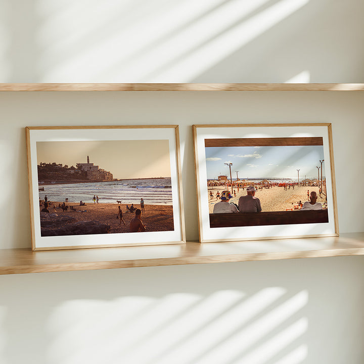 Set of 2, Tel Aviv wall art, Israel poster, Jaffa sunset print, Mediterranean photography, coastal wall art, Tel Aviv beach print, Tel Aviv poster set, fine art print set, Yafo beach print, coastal decor, beach photography, Israel photography, Mediterranean wall decor, Tel Aviv travel print, Mediterranean fine art