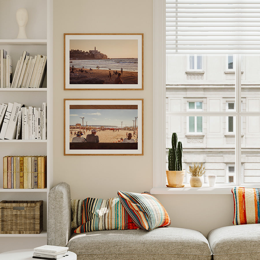 Set of 2, Tel Aviv wall art, Israel poster, Jaffa sunset print, Mediterranean photography, coastal wall art, Tel Aviv beach print, Tel Aviv poster set, fine art print set, Yafo beach print, coastal decor, beach photography, Israel photography, Mediterranean wall decor, Tel Aviv travel print, Mediterranean fine art