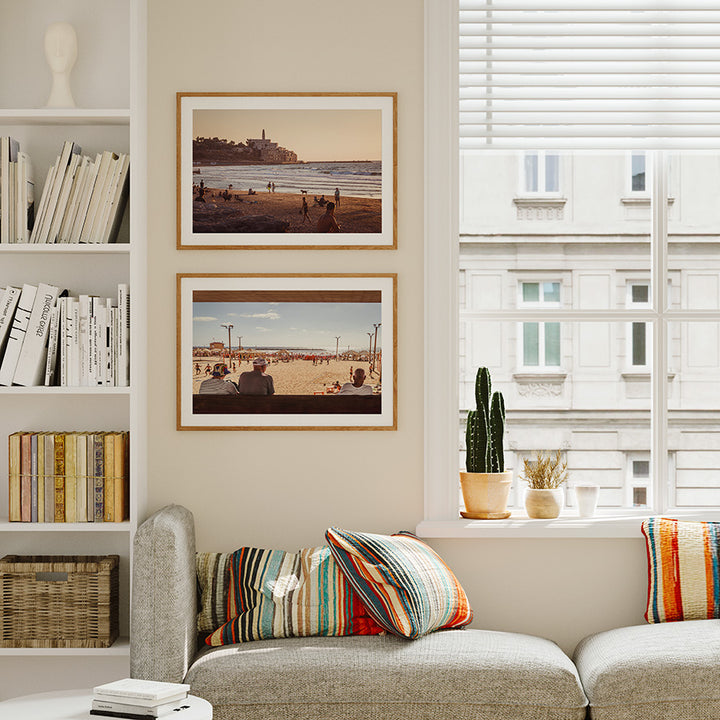 Set of 2, Tel Aviv wall art, Israel poster, Jaffa sunset print, Mediterranean photography, coastal wall art, Tel Aviv beach print, Tel Aviv poster set, fine art print set, Yafo beach print, coastal decor, beach photography, Israel photography, Mediterranean wall decor, Tel Aviv travel print, Mediterranean fine art