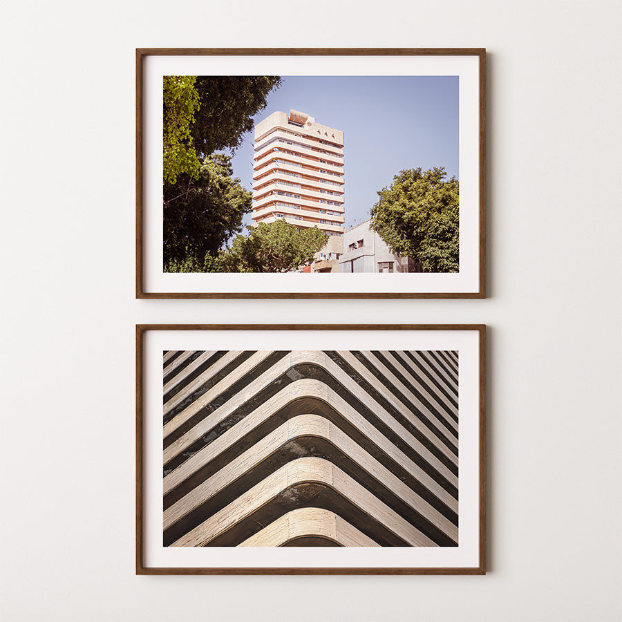 Set of 2, Tel Aviv wall art, Israel poster, Jewish wall decor, Bauhaus architecture print, Beit Jabotinsky Tel Aviv, Tel Aviv architecture art, Bauhaus Tel Aviv print, Israeli art prints, Tel Aviv photography, fine art Tel Aviv, modernist wall art, Jewish fine art