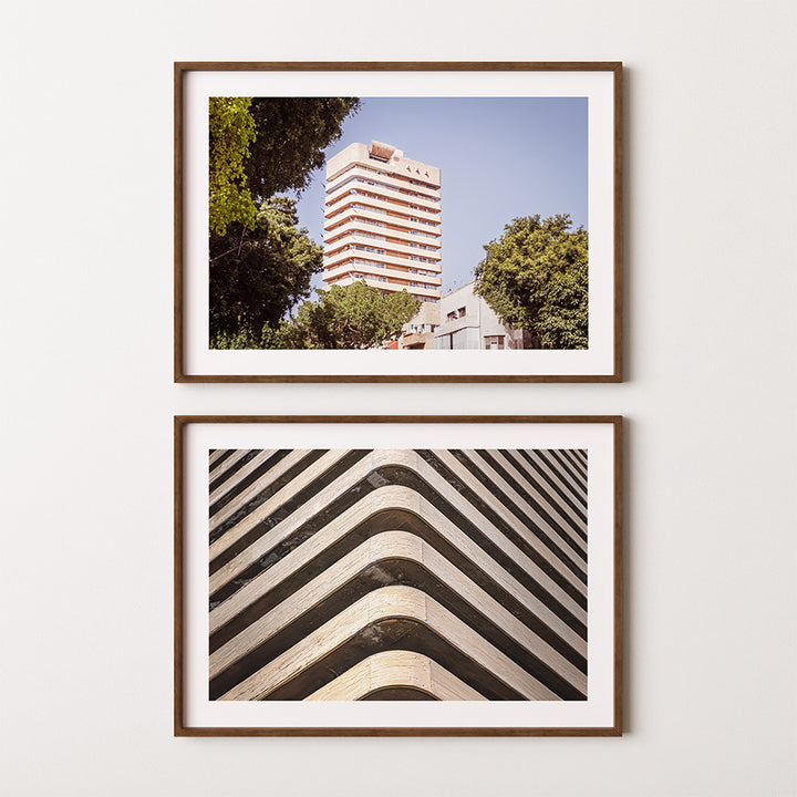 Set of 2, Tel Aviv wall art, Israel poster, Jewish wall decor, Bauhaus architecture print, Beit Jabotinsky Tel Aviv, Tel Aviv architecture art, Bauhaus Tel Aviv print, Israeli art prints, Tel Aviv photography, fine art Tel Aviv, modernist wall art, Jewish fine art