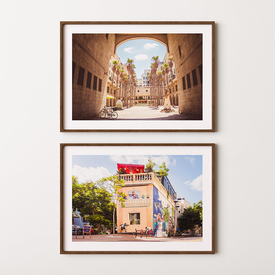 Set of 2, Tel Aviv wall art, Israel poster, Tel Aviv photography, Jaffa prints, Prince Bar Tel Aviv, Israeli home decor, Mediterranean wall art, urban architecture art, Tel Aviv travel print, street art photography