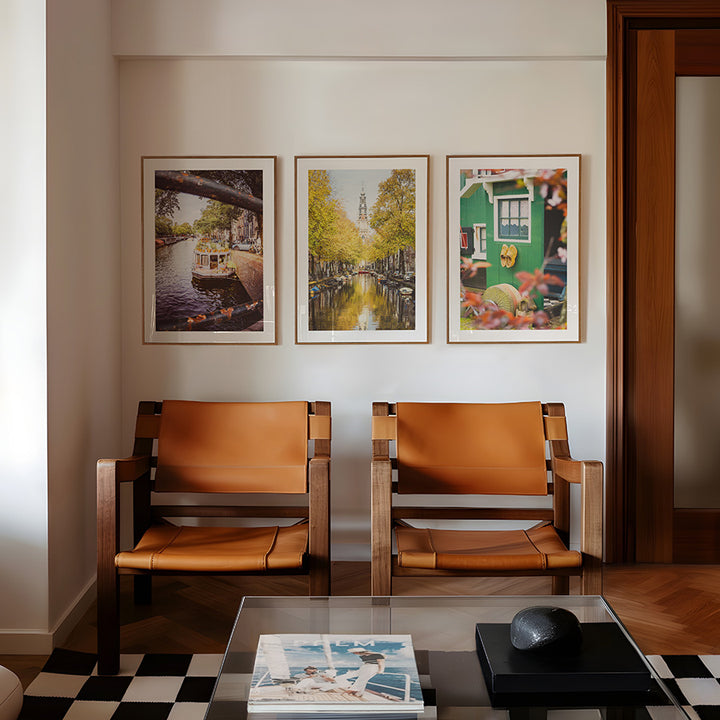 set of 3, Amsterdam wall art, Dutch travel photography, Netherlands fine art, Zaanse Schans poster, floating flower market, Amsterdam poster set, Holland canal print, Dutch countryside art, Zuiderkerk Amsterdam, houseboat Amsterdam, wooden shoe print, Amsterdam photo set, Dutch architecture wall decor, travel wall art set