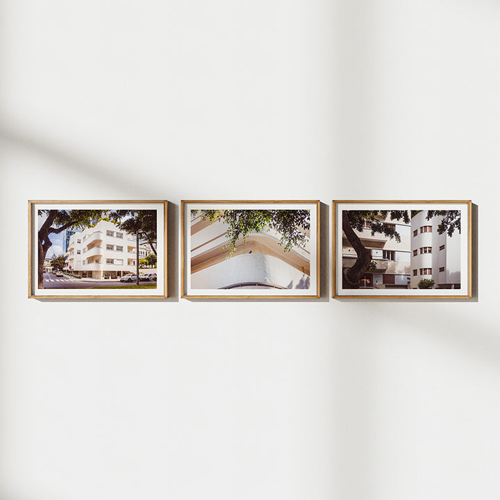 Set of 3 prints, Tel Aviv wall art, Bauhaus Tel Aviv print, Tel Aviv poster set, Bauhaus architecture art, Israel wall art, White City poster, Tel Aviv photography print, Dizengoff Square art, Rothschild Boulevard wall decor, Israel travel gift
