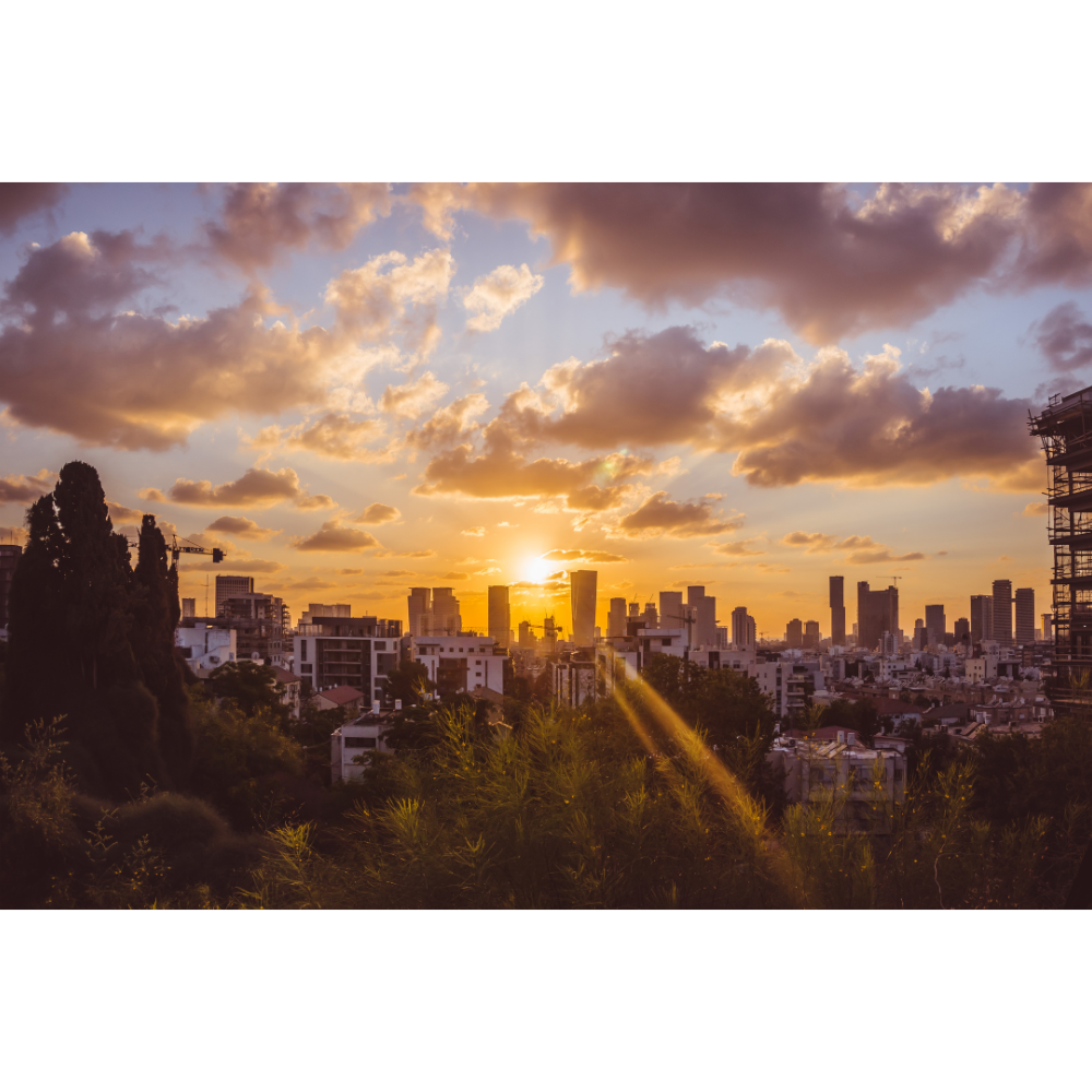 Tel Aviv wall art, Tel Aviv poster, Israel skyline print, sunset cityscape print, Mediterranean fine art, Tel Aviv photography print, coastal city art, modern architecture wall art, sunset over city print, Tel Aviv decor