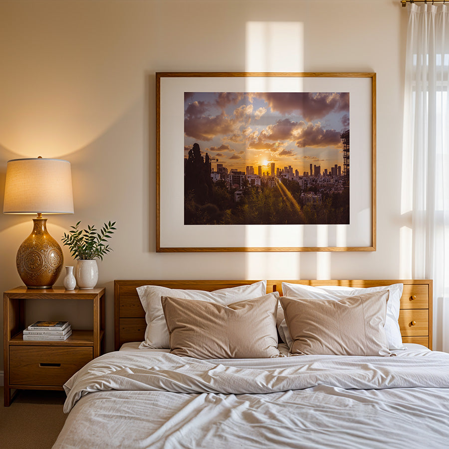 Tel Aviv wall art, Tel Aviv poster, Israel skyline print, sunset cityscape print, Mediterranean fine art, Tel Aviv photography print, coastal city art, modern architecture wall art, sunset over city print, Tel Aviv decor