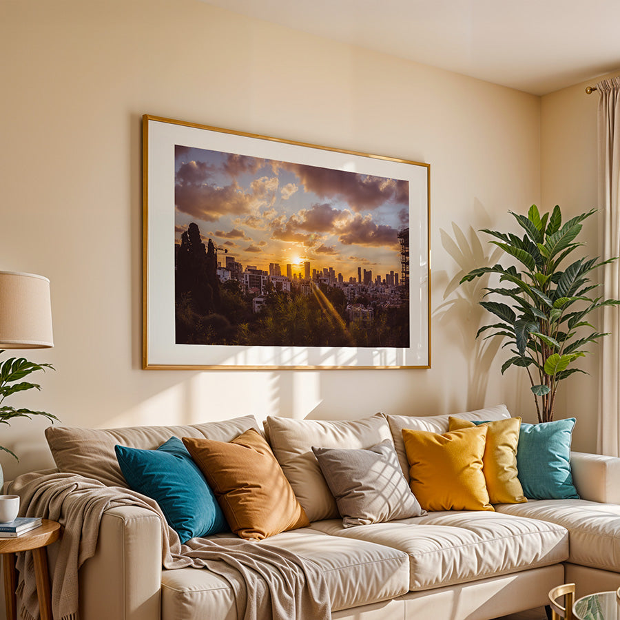 Tel Aviv wall art, Tel Aviv poster, Israel skyline print, sunset cityscape print, Mediterranean fine art, Tel Aviv photography print, coastal city art, modern architecture wall art, sunset over city print, Tel Aviv decor