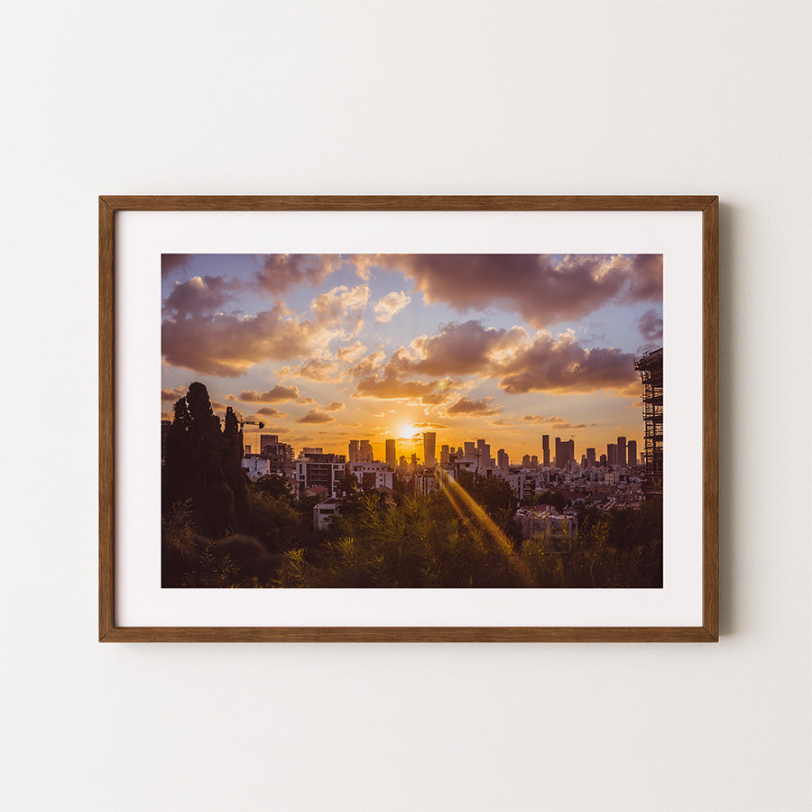 Tel Aviv wall art, Tel Aviv poster, Israel skyline print, sunset cityscape print, Mediterranean fine art, Tel Aviv photography print, coastal city art, modern architecture wall art, sunset over city print, Tel Aviv decor