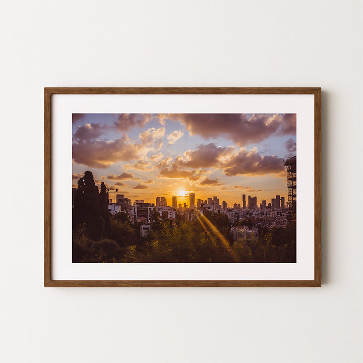 Tel Aviv wall art, Tel Aviv poster, Israel skyline print, sunset cityscape print, Mediterranean fine art, Tel Aviv photography print, coastal city art, modern architecture wall art, sunset over city print, Tel Aviv decor