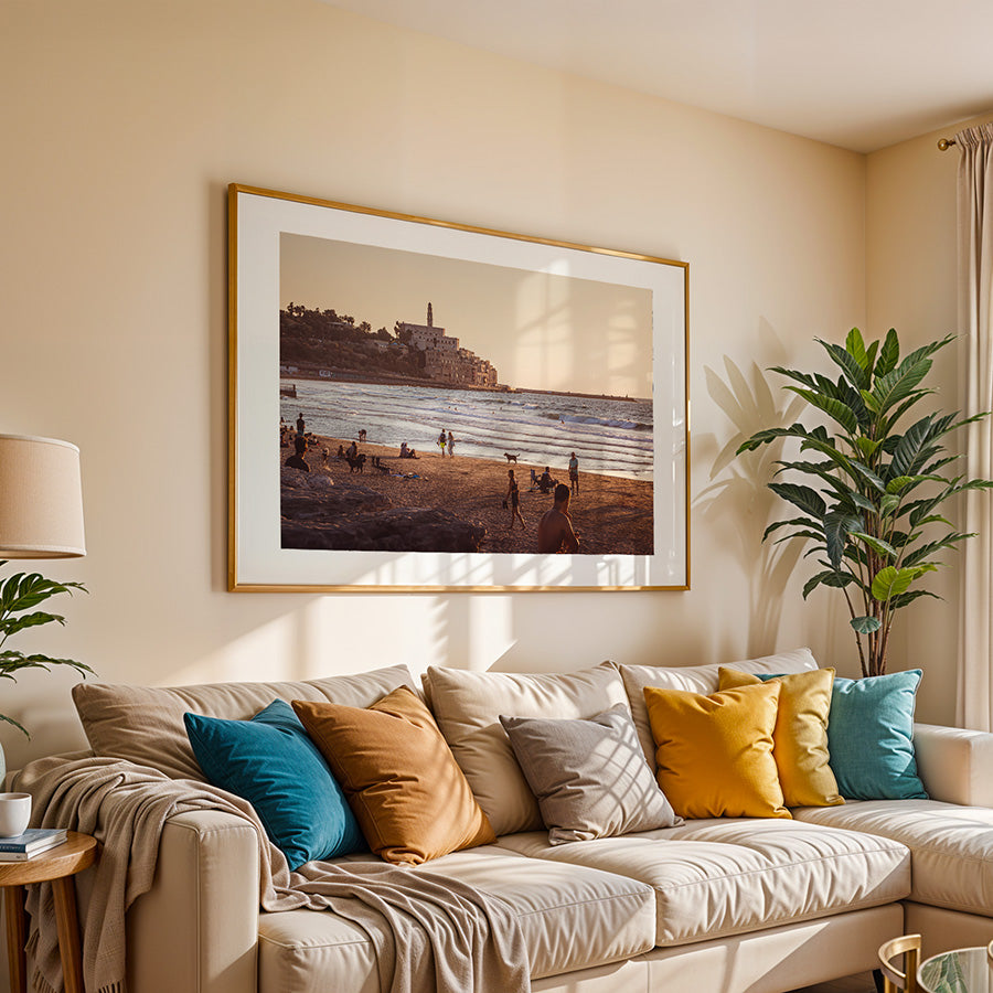 Tel Aviv wall art, Yafo sunset poster, Tel Aviv beach print, fine art photography Tel Aviv, Israeli coastal wall art, Yafo beach sunset, Tel Aviv skyline art, sunset beach poster, museum-quality wall art, sustainable fine art print