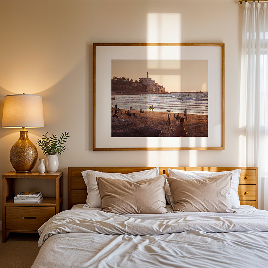 Tel Aviv wall art, Yafo sunset poster, Tel Aviv beach print, fine art photography Tel Aviv, Israeli coastal wall art, Yafo beach sunset, Tel Aviv skyline art, sunset beach poster, museum-quality wall art, sustainable fine art print