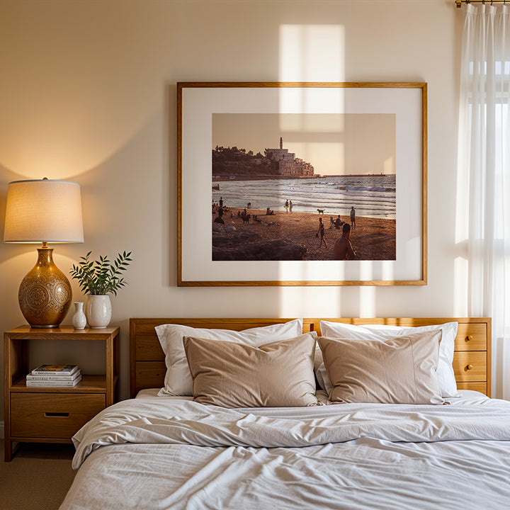 Tel Aviv wall art, Yafo sunset poster, Tel Aviv beach print, fine art photography Tel Aviv, Israeli coastal wall art, Yafo beach sunset, Tel Aviv skyline art, sunset beach poster, museum-quality wall art, sustainable fine art print