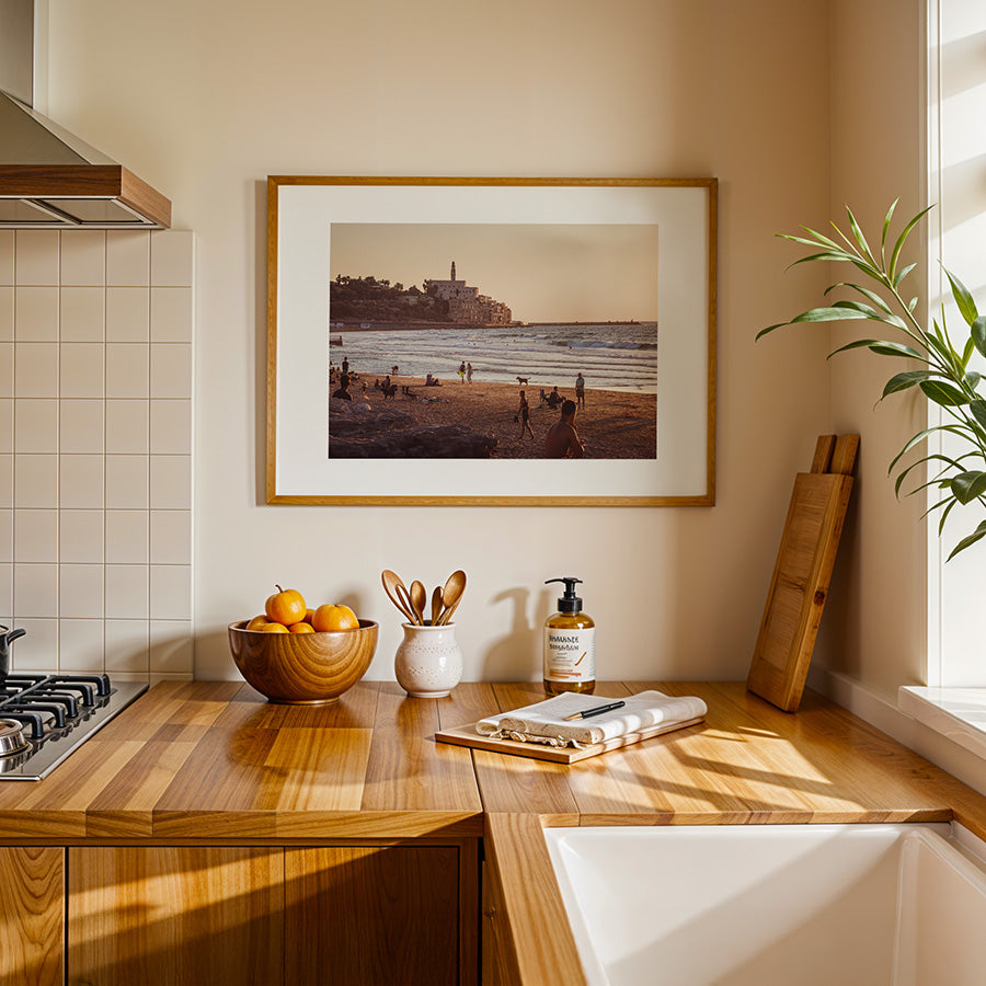 Tel Aviv wall art, Yafo sunset poster, Tel Aviv beach print, fine art photography Tel Aviv, Israeli coastal wall art, Yafo beach sunset, Tel Aviv skyline art, sunset beach poster, museum-quality wall art, sustainable fine art print