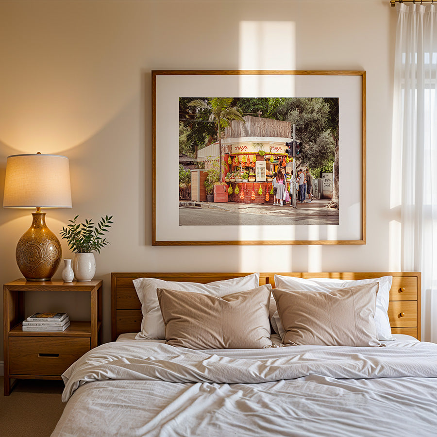 Tamara Juice Bar Tel Aviv, Tel Aviv wall art, Tel Aviv poster, fine art photography print, Dizengoff Street, Israeli cityscape, urban photography, exclusive art print, museum-quality wall art, sustainable fine art print