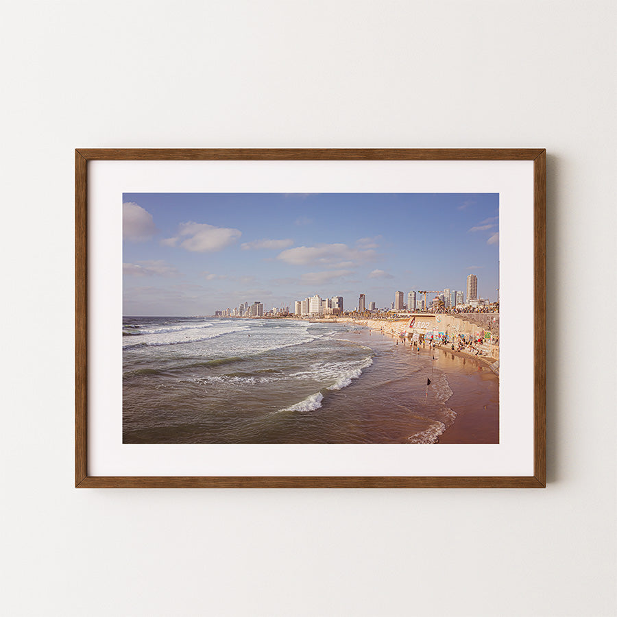 Tel Aviv wall art, Tel Aviv beach print, Tel Aviv fine art, Israeli beach poster, Mediterranean coast art, coastal wall decor, vibrant cityscape print, sustainable art print, museum-quality photo print, exclusive art photography